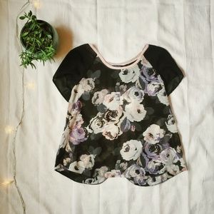 American Eagle black floral sheer top